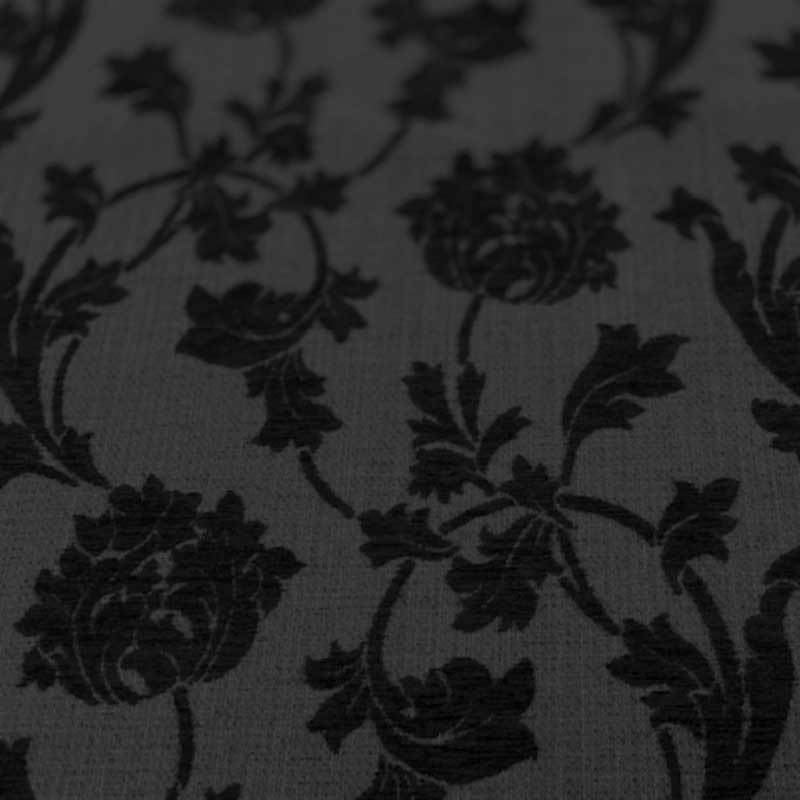 Tissu Jacquard Fleur Honolulu Noir