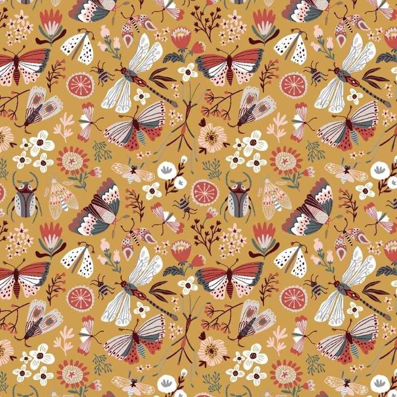 Tissu Imprimé Neverland Moutarde
