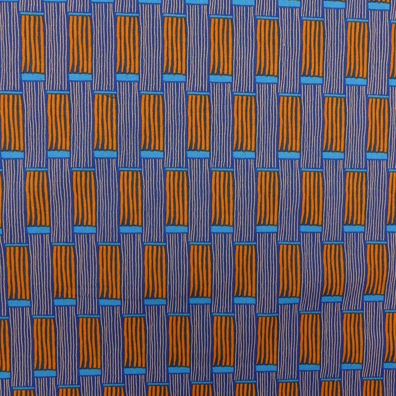 Tissu Cretonne Lineo Imprimé Bleu rouge