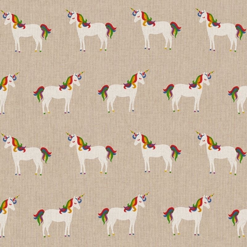 Tissu Demi Panama Licorne Multico Fond Coloris Lin 