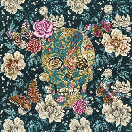 Coupon de Tissu Calavera Noir 48x48 cm