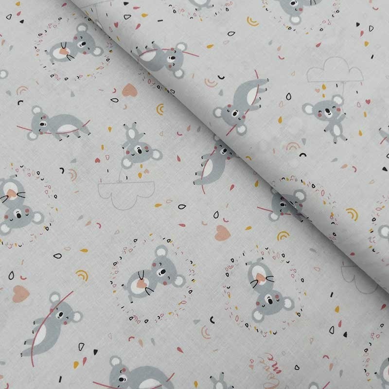 Tissu Sidney Koala Gris brique 