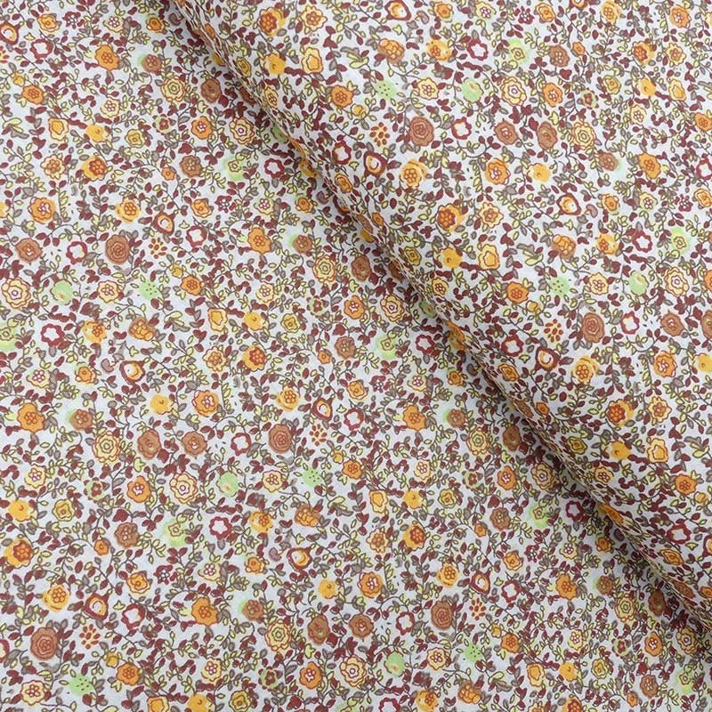 Tissu Coton Imprimé Fleur Marron