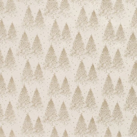 Tissu Coton Imprimé Sapin Blanc Cassé 