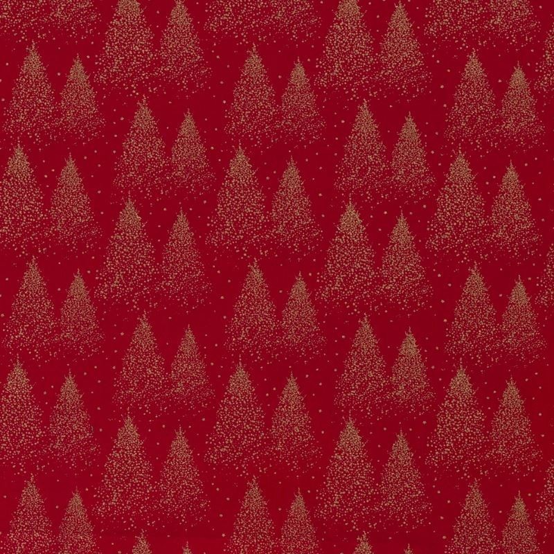 Tissu Coton Imprimé Sapin Rouge