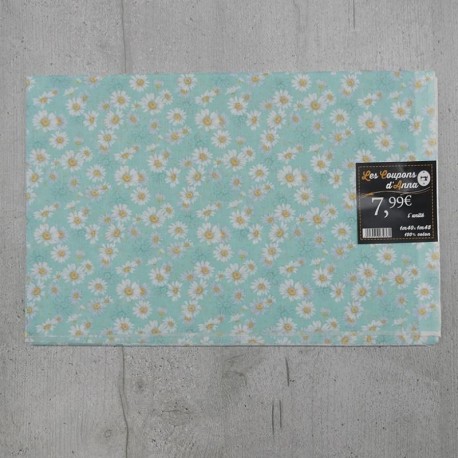 Coupon de Tissu Anna Petites Fleurs Fond Ciel 140x145 cm 100% coton