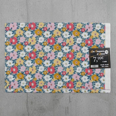 Coupon de Tissu Anna Floral Multico 140x145 cm 100% coton