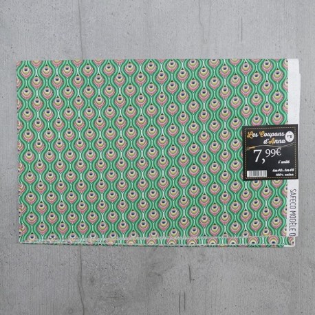 Coupon de Tissu Anna Plume de Paon Vert 140x145 cm 