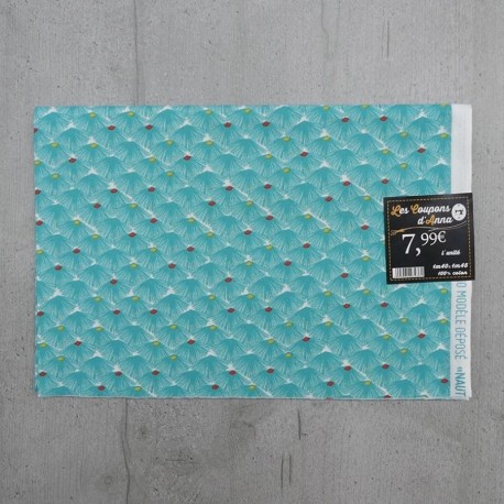 Coupon de Tissu Anna Palme Bleue 140x145 cm