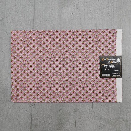 Coupon de Tissu Anna Evantail Rose 140x145 cm