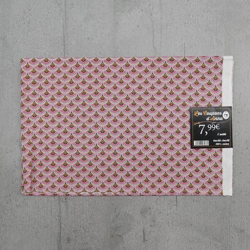 Coupon de Tissu Anna Evantail Rose 140x145 cm