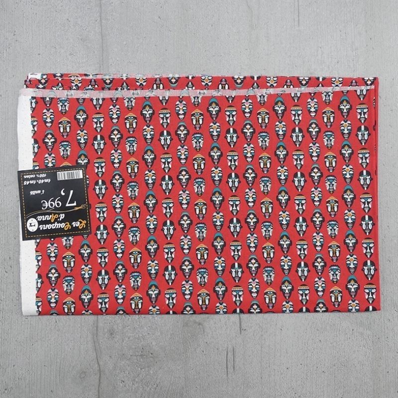 Coupon de Tissu Anna Masques Rouges 140x145 cm