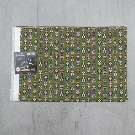 Coupon de Tissu Anna Masques Verts 140x145 cm 100% coton
