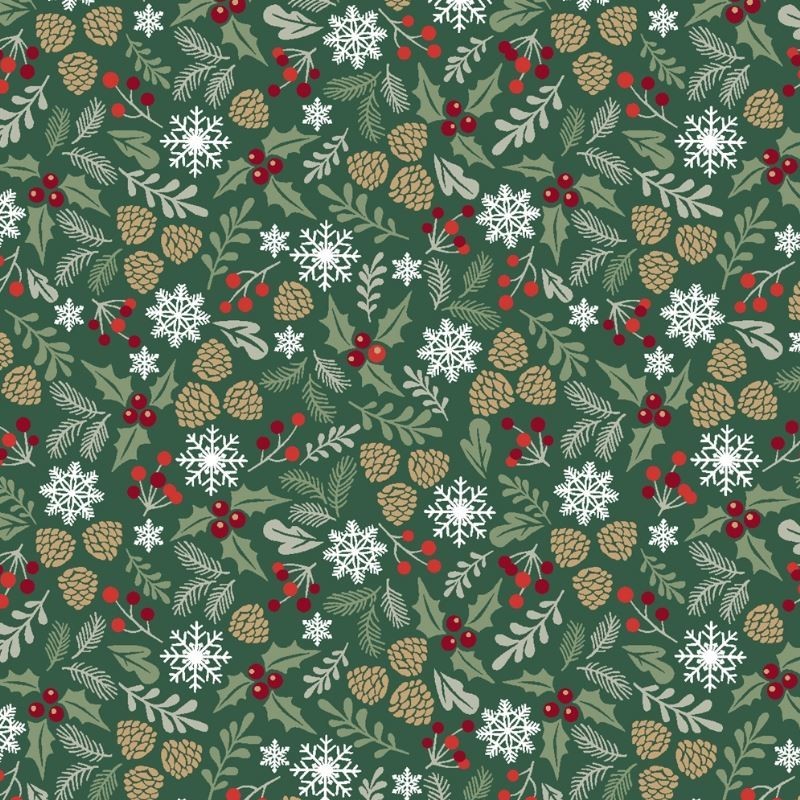 Tissu Noël Imprimé Vosges Vert 
