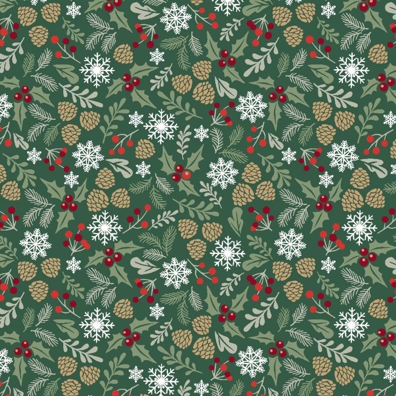 Tissu Noël Imprimé Vosges Vert 