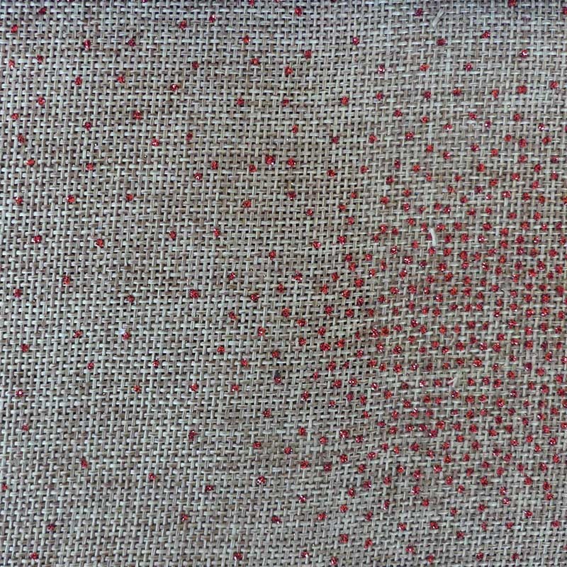 Tissu Toile de Jute Imprimé Celeste Rouge 