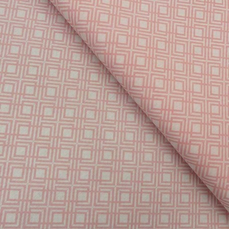 Tissu Coton Imprimé Géométrique Rose 