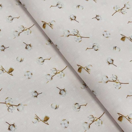 Tissu Popeline Impression Digitale Cotton Coton Rose 