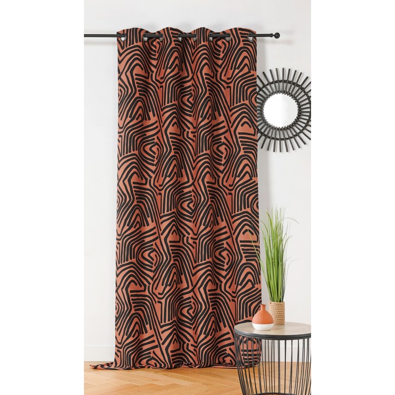 Tissu Jacquard Upcyclé Nairobi Rouille et noir