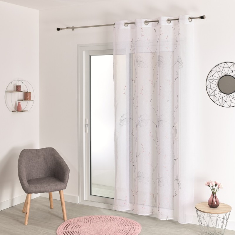 Tissu Voilage Etamine Brodé New Antibes Gris