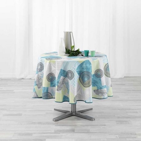 Nappe Imprimée Ronde Peachy Bleu