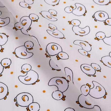 Tissu Coton Imprimé Ducky Naturel
