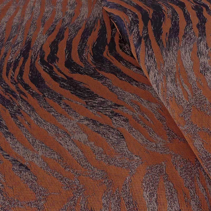 Tissu Jacquard Effet Peau de Bête Terracotta