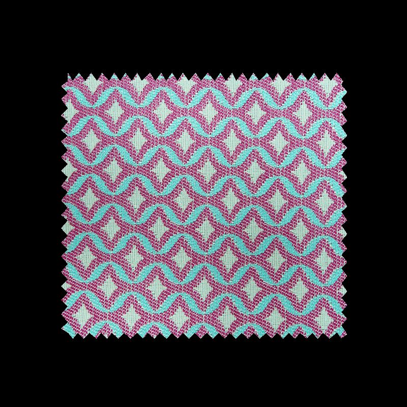 Tissu Jacquard Coordonné Nivali Losange Fuchsia Turquoise