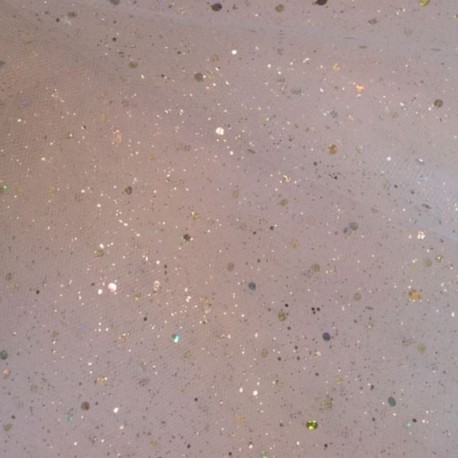 Tulle Paillettes Blanc Argent