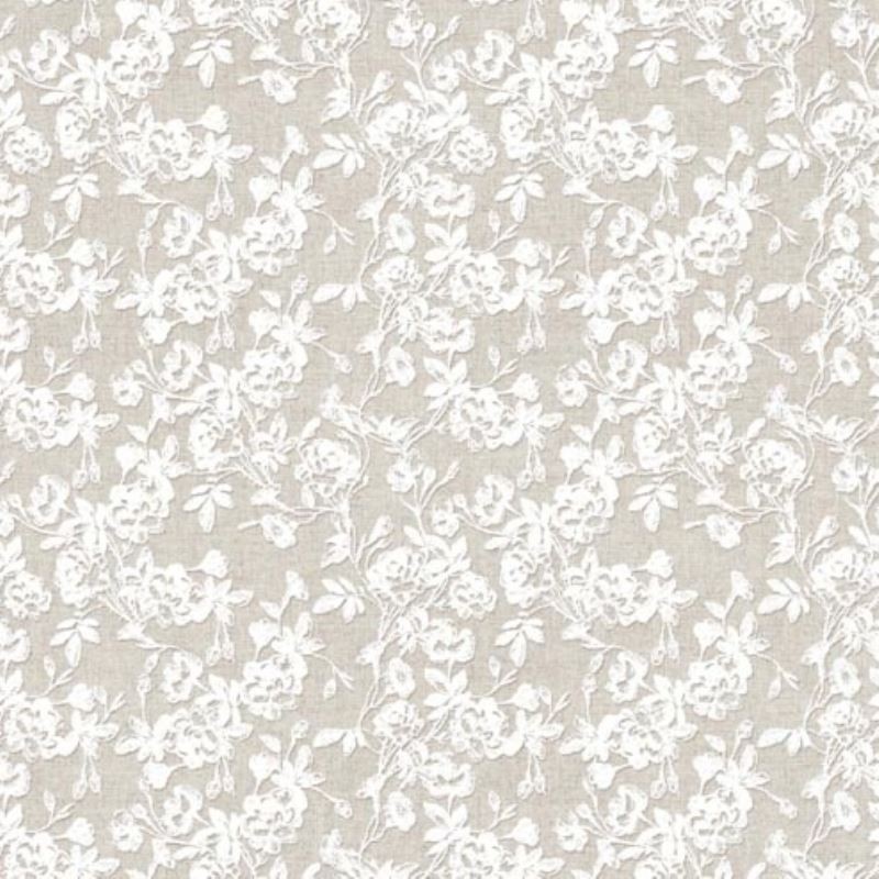 Tissu Imprimé Max Fleur Blanc Fond coloris Lin 