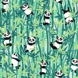 Tissu Panda Vert