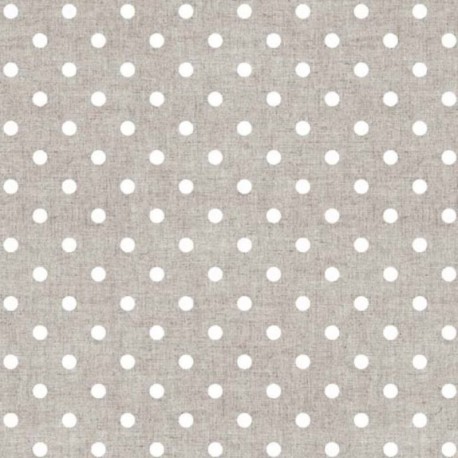 Tissu Enduit Max Pois Blanc Fond coloris Lin 