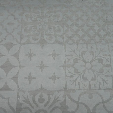 Tissu Jacquard Pise Enduit Gris Blanc