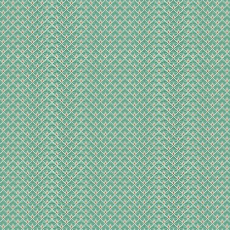 Tissu Ecailles Dorées Cretonne Turquoise