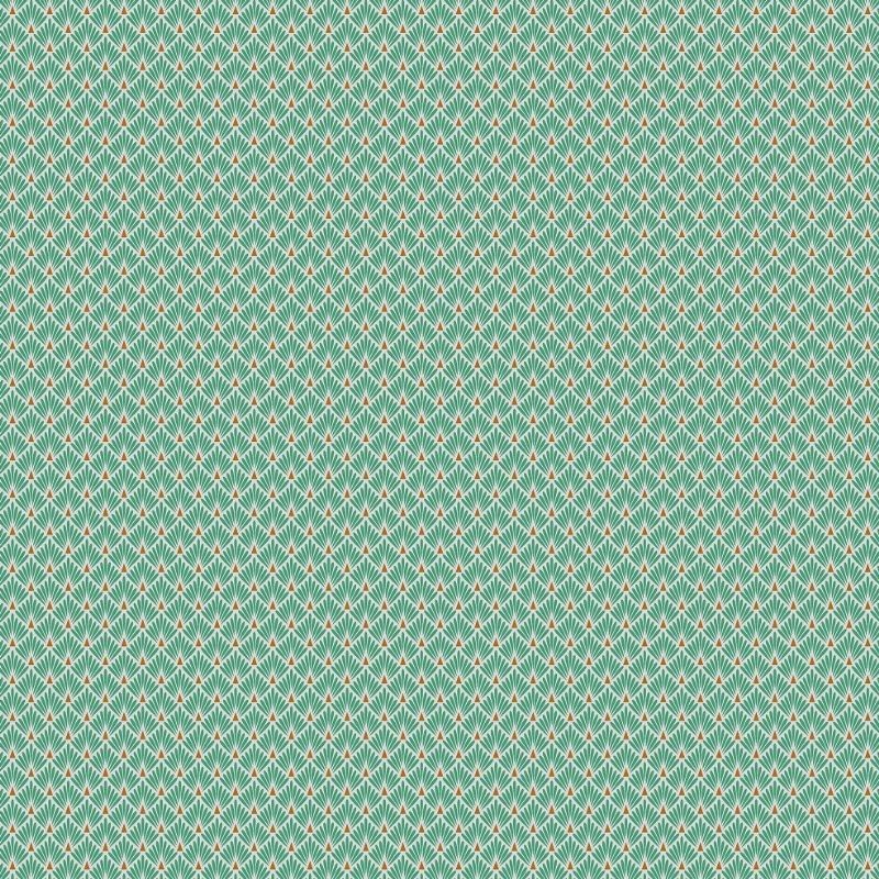 Tissu Ecailles Dorées Cretonne Turquoise