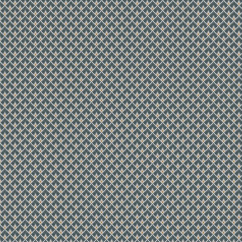 Tissu Ecailles Dorées Cretonne Pétrole