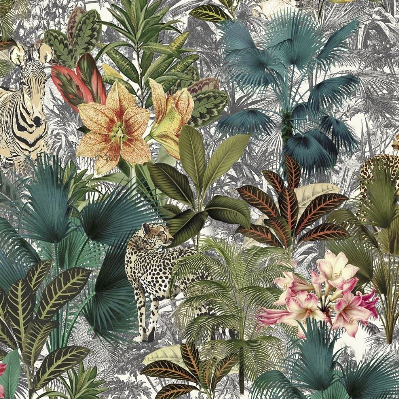 Tissu Serge Digital Mozambique Ecru 