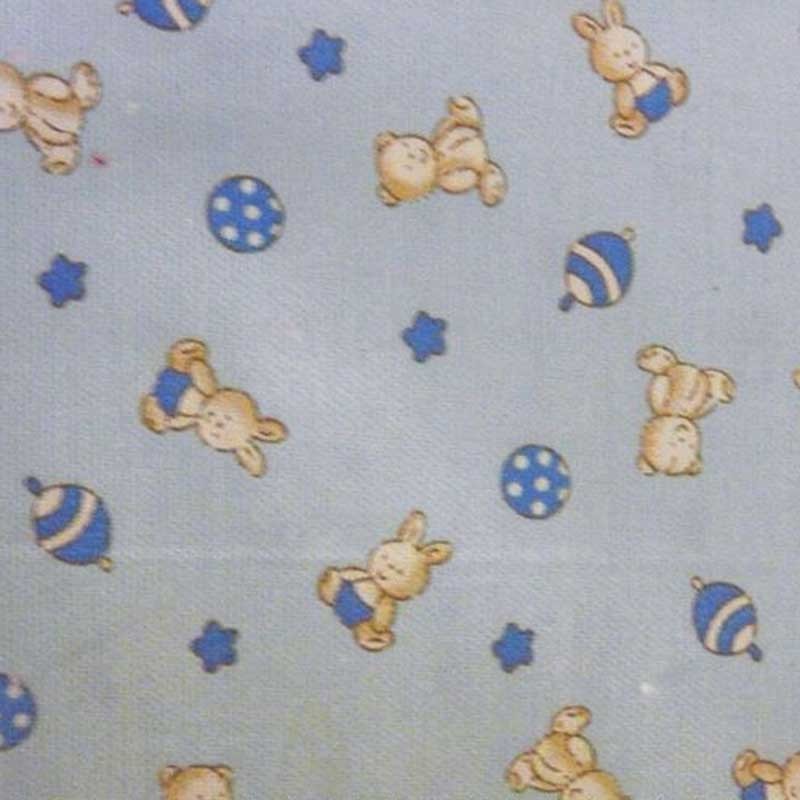 Tissu Pique Coton Imprimé Ourson Ciel
