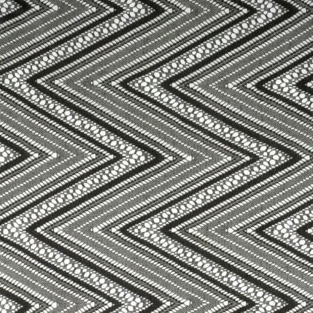 Tissu Maille Fantaisie Zig Zag Grande Laize Noir