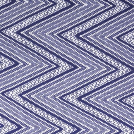 Tissu Maille Fantaisie Zig Zag Grande Laize Bleu Marine