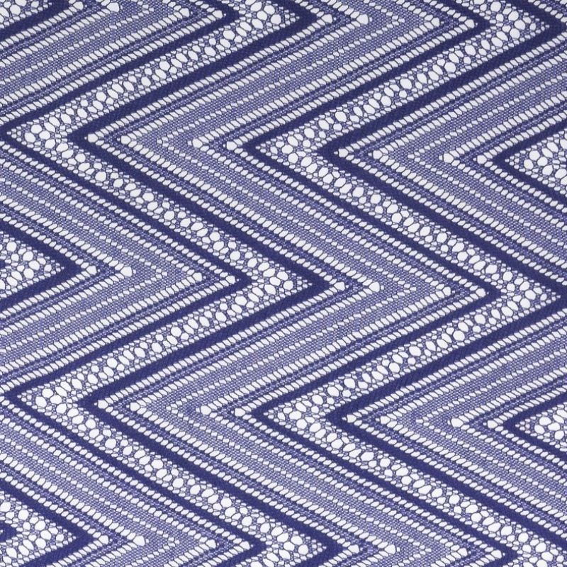 Tissu Maille Fantaisie Zig Zag Grande Laize Bleu Marine