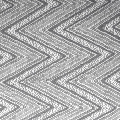 Tissu  Maille Fantaisie Zig Zag Grande Laize Gris Noir