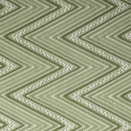 Tissu Maille Fantaisie Zig Zag Grande Laize Kaki