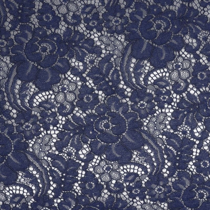 Tissu Dentelle Grande Laize Bleu Marine