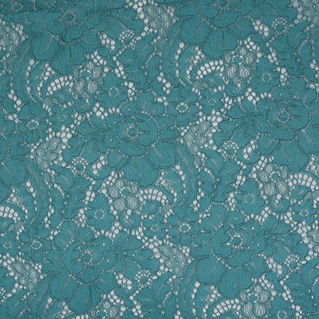 Tissu Dentelle Grande Laize Bleu Canard