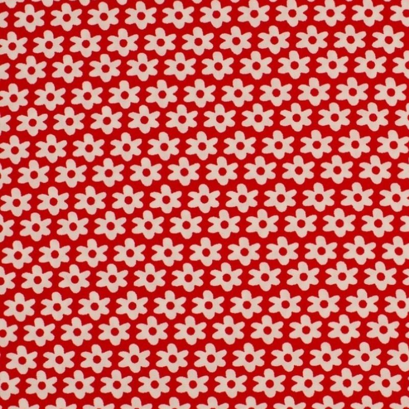 Tissu  Imprimé Paquerette Rouge