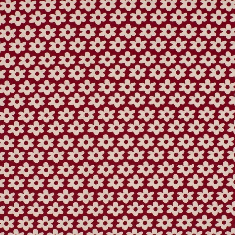 Tissu  Imprimé Paquerette Bordeaux