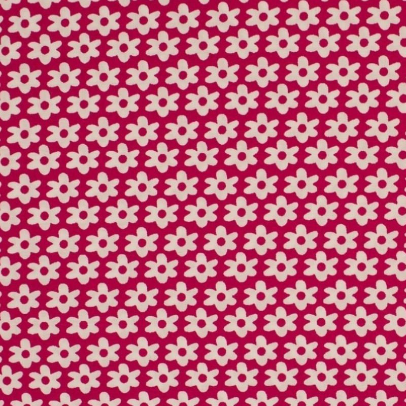 Tissu  Imprimé Paquerette Fuchsia