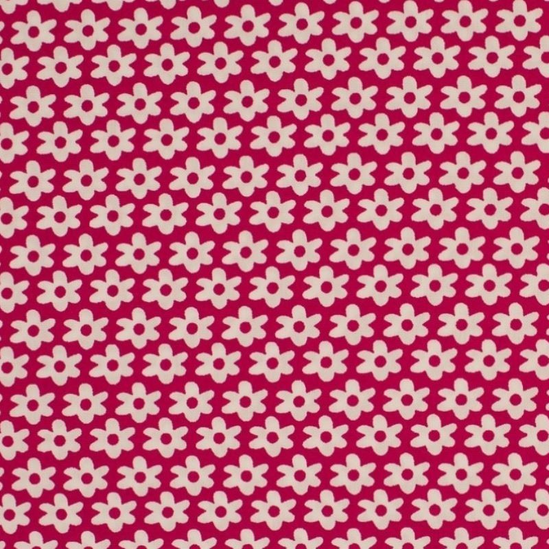 Tissu  Imprimé Paquerette Fuchsia