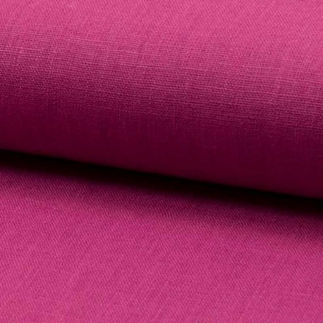 Tissu Lin Uni Rose Foncé
